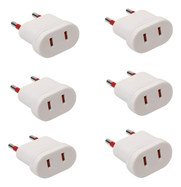 Imagen de Adaptador Conatel Ficha Americana Blanco Pack 6 -sc- - blanco