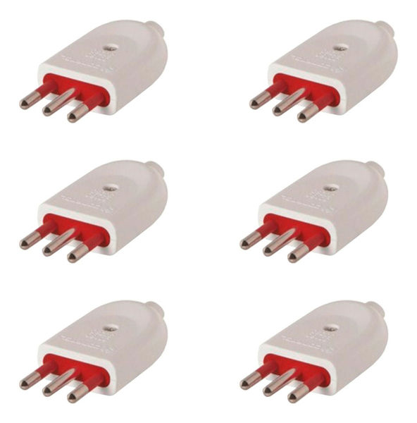 Imagen de Ficha Macho Modular 2 Polos Sin Tierra 10 Amp Pack X 6 -sc- - blanco