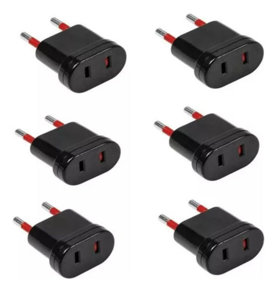 Imagen de Adaptador Conatel Ficha Americana Blanco Pack 6 -sc- - negro