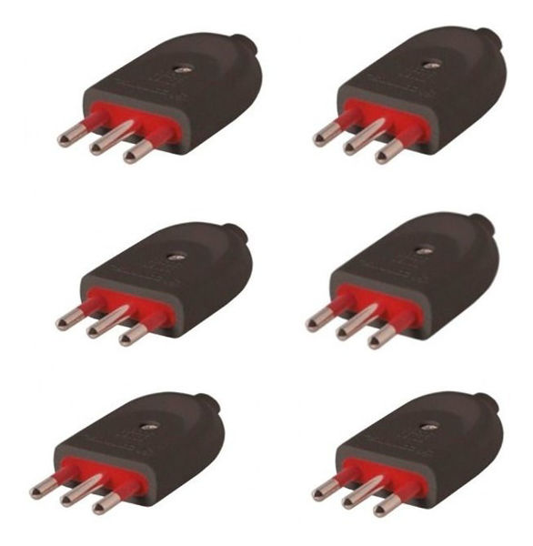 Imagen de Ficha Macho 3 En Linea 10 Amp Conatel Pack X 6 Negro -sc-  - negro