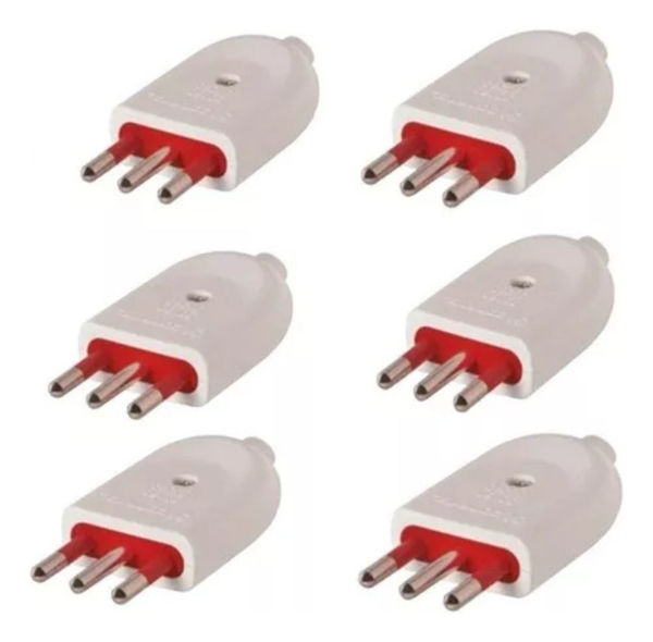 Imagen de Ficha Macho 3 En Linea 10 Amp Conatel Pack X 6 Negro -sc-  - blanco