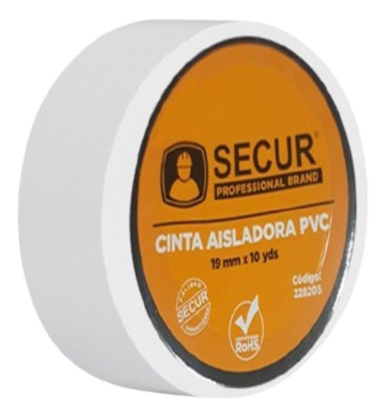 Imagen de Cinta Aislante Pvc 19mmx10 Yds Buena Aislación Térmica - Sc- - Blanco - Lisa