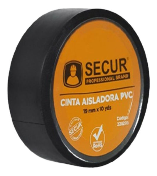 Imagen de Cinta Aislante Pvc 19mmx10 Yds Buena Aislación Térmica - Sc- - Negro - Lisa
