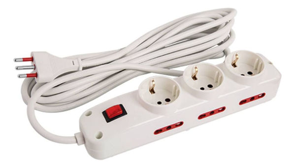 Imagen de Alargue Zapatilla 3 Schuko + 6 Tres En Linea 3 Metros -sc-