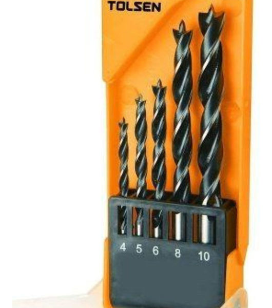 Imagen de Set Mechas Para Madera Tolsen 4-5-6-8-10mm De Acero 5 Piezas