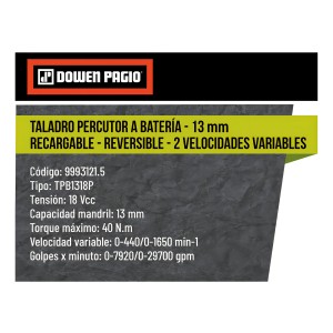 Taladro Percutor 13mm Dowen Pagio No Incluye Batería Color Naranja