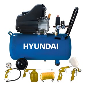 Compresor Hyundai Roraima 2hp 50l 115psi Kit 5 Pcs