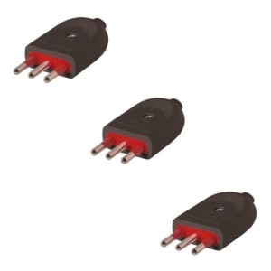 Ficha Macho 3 En Linea 10 Amp Vivion Negro Pack X 3 -sc-