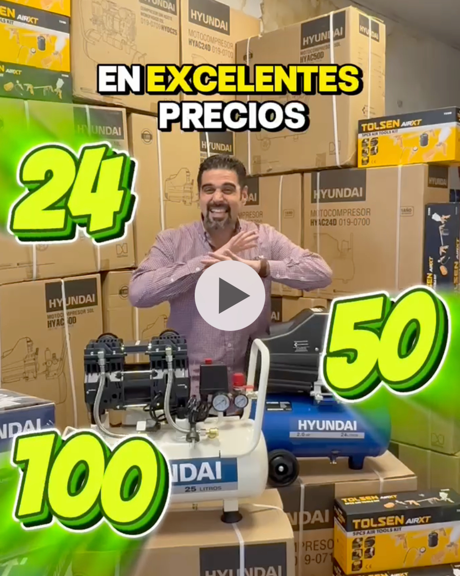 Compresor Hyundai Roraima 50l 2hp 116psi Portátil + Kit - Imagen 7