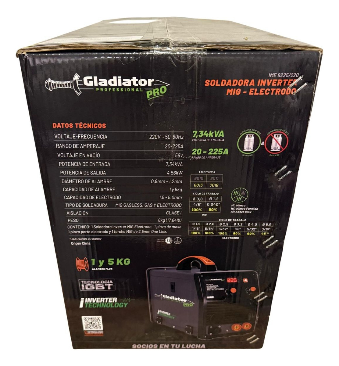 Soldadora Gladiator Pro Mig + Electrodo 225a Monofásica - Imagen 5
