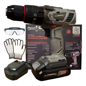 Taladro Atornillador Percutor 20v Con Bateria Gladiator Pro