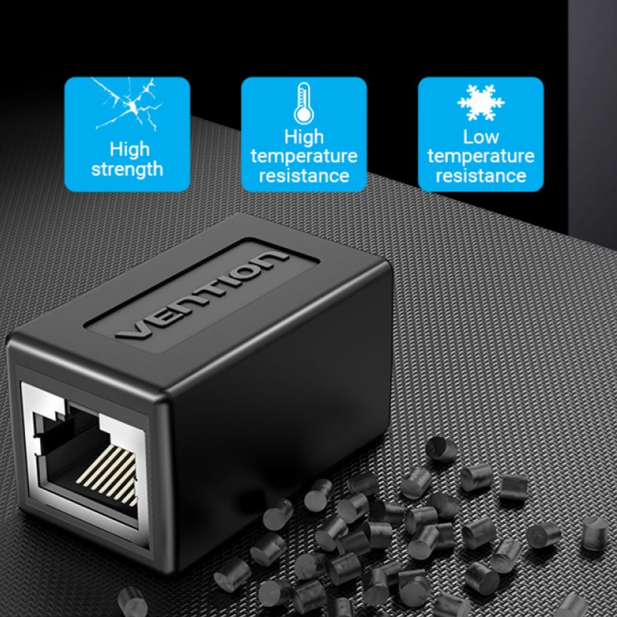 Conector Rj45 Cat 6 Ftp Blindado Negro Ipvb0 Vention - Imagen 3