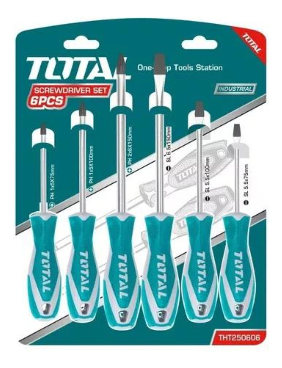Kit 6 Destornilladores De Cromo Vanadio Con Vástago Redondo