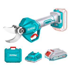 Tijera De Poda Inalámbrica Total 20v - Motor Brushless, Sin Carbones - Capacidad De Corte 3cm - Con 1 Batería 2.0ah Litio-ion, Cargador Y Maletín Plástico - Tssli203083 Turquesa