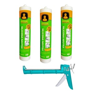 Silicona Neutra Transparente Secur 300ml X 3 + Pistola -sc-