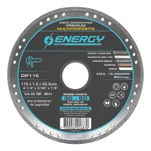 Disco Diamantado Energy DP 115 4 1/2 Corte Multisuperficies Turquesa