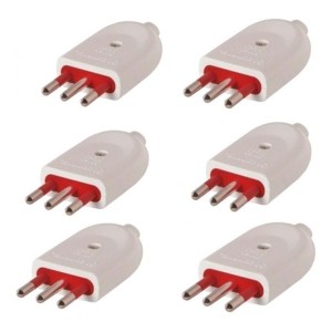 Ficha Macho 3 En Linea 10 Amp Conatel Pack X 6 Blanco -sc-