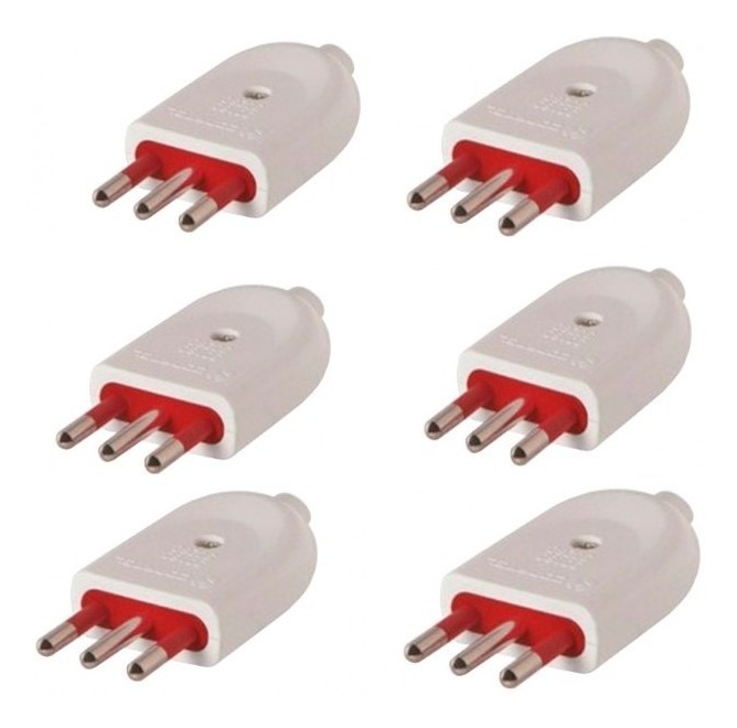 Ficha Macho 3 En Linea 10 Amp Conatel Pack X 6 Blanco -sc-