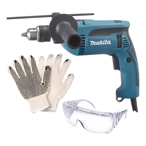 Taladro Percutor Atornillador Eléctrico De 13mm Makita Hp1640k 760w + Accesorio Con Maletín De Transporte Turquesa