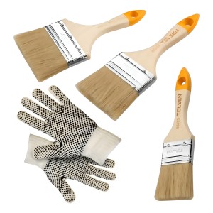 Pincel De Pintura Plano Tolsen 2-3-4 Cerdas Blancas 3 Piezas Cerdas Marrón Claro