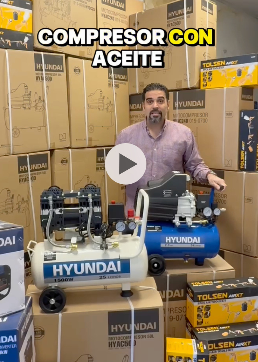Compresor Hyundai Roraima 50l 2hp 116psi Portátil + Kit - Imagen 3