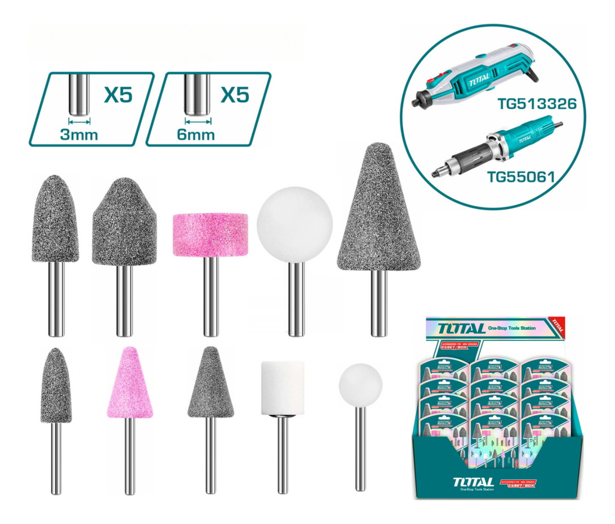 Juego 10 Piedras Total Para Amoladora Recta Y Mini Torno - Imagen 3