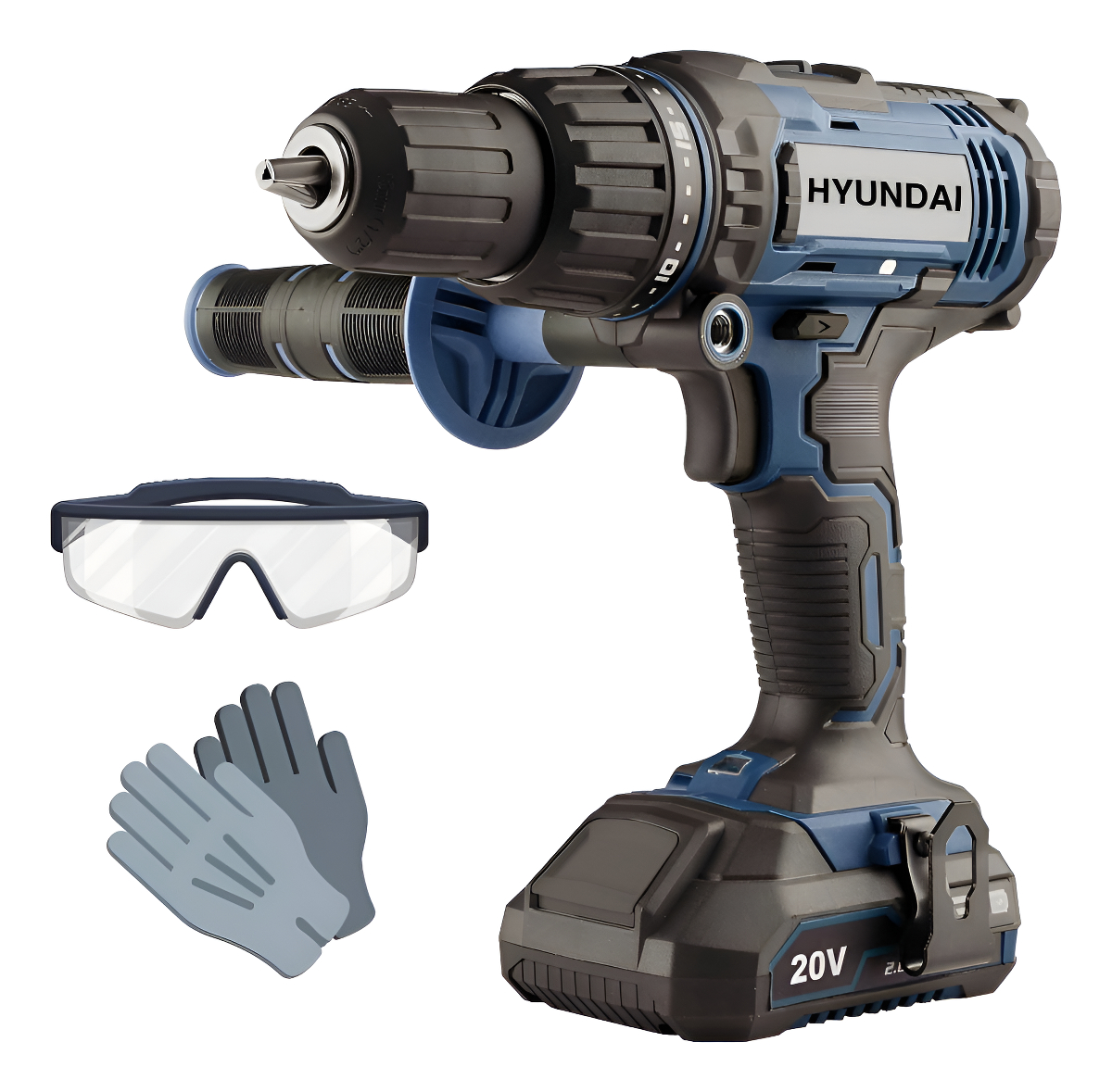 Taladro Atornillador Hyundai Percutor 45n 1 Bateria 20v -sc-