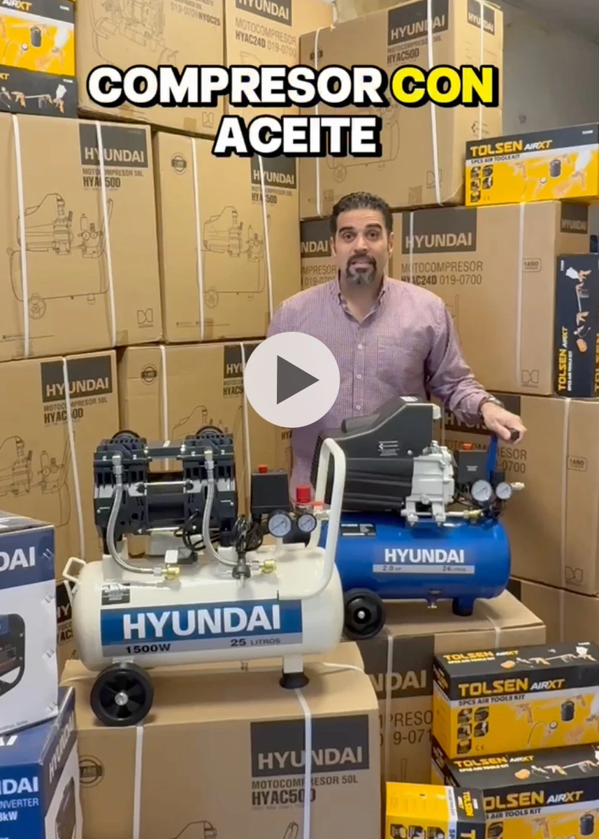 Compresor De Aire Hyundai 2hp 24l Kit 5 Pcs Roraima - Imagen 4