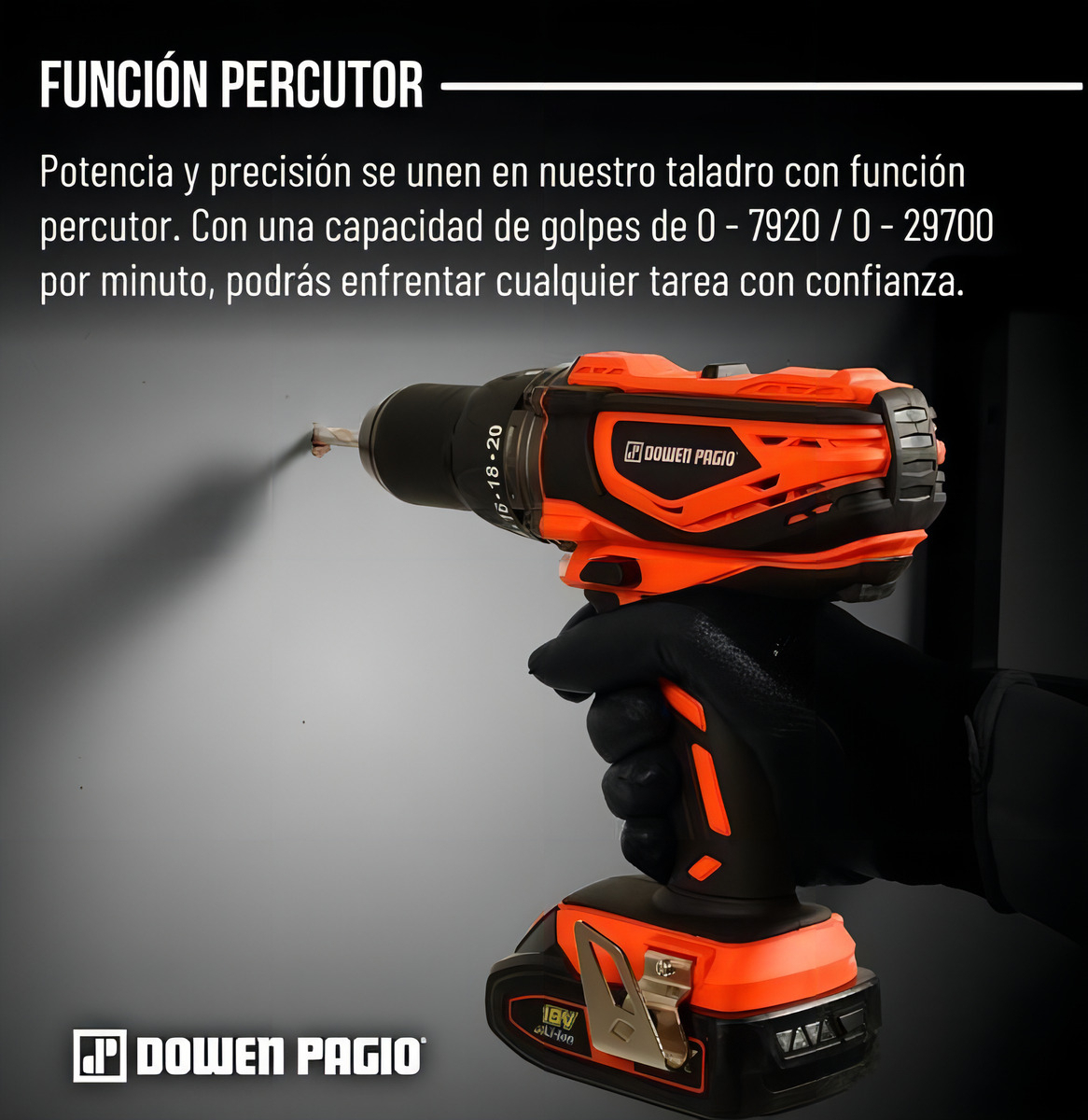 Taladro Percutor 13mm Dowen Pagio No Incluye BaterĂa Color Naranja - Imagen 5