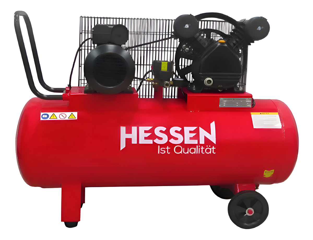 Compresor 100l Hessen 2hp Cabezal Doble Piston V Monofásico