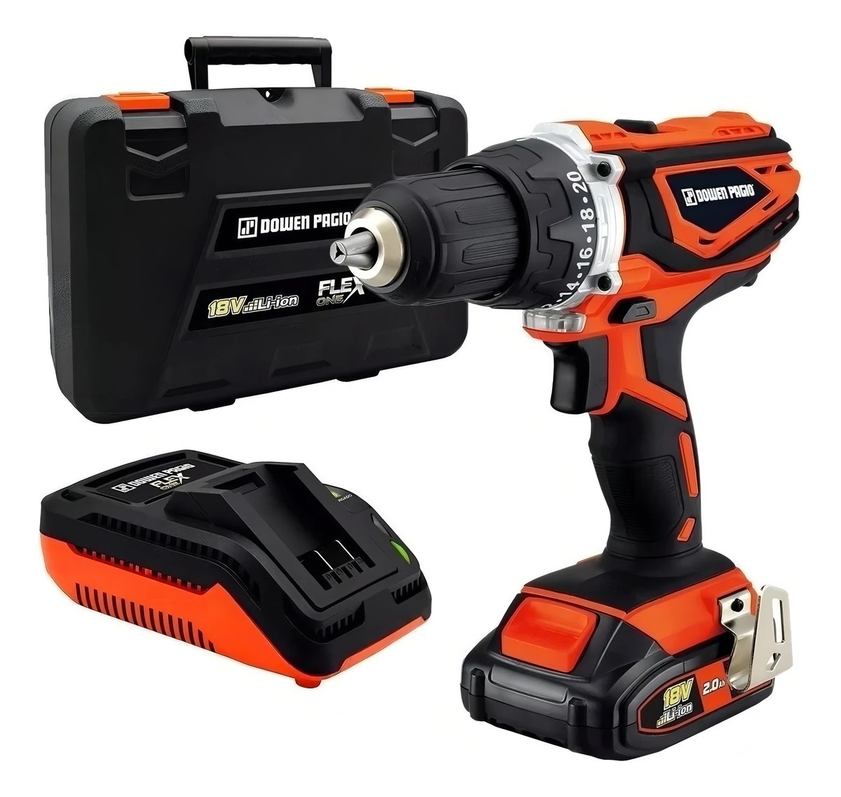 Taladro Atornillador Inalambrico 18v Dowen Pagio Bateria One Color Naranja Frecuencia 50 Hz