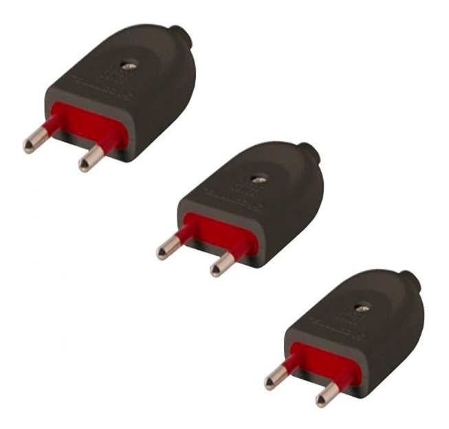 Ficha Macho Modular 2 Polos Sin Tierra 10 Amp Pack X 3 -sc-
