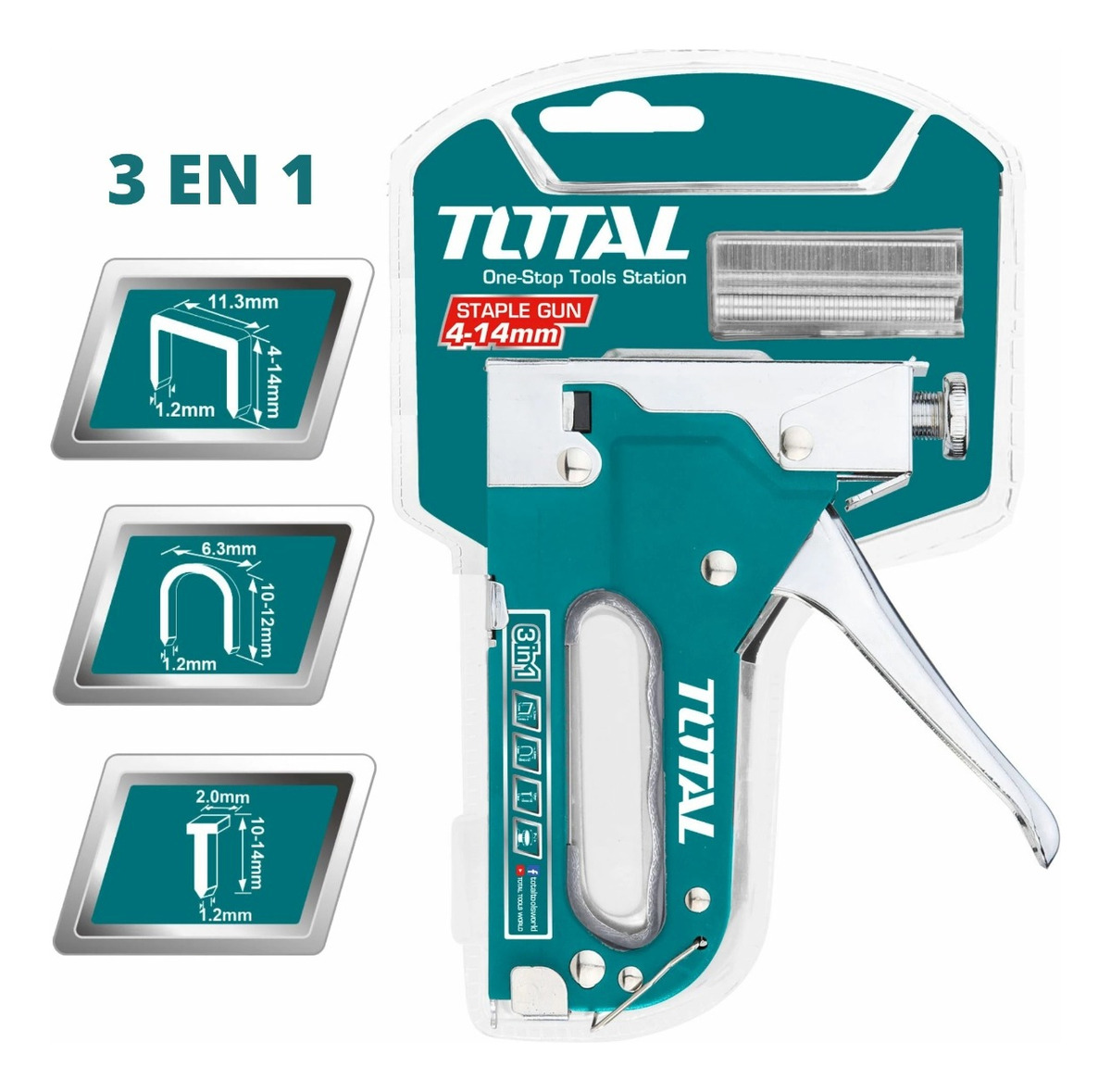 Grapadora Clavadora 3en1 Total Grampa Curva, Recta Y Clavo - Imagen 2