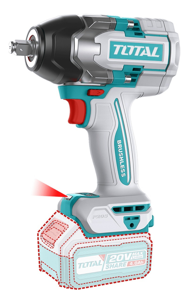 Llave De Impacto Inalámbrica 20v 1/2 850nm Doble BaterĂa - Imagen 3