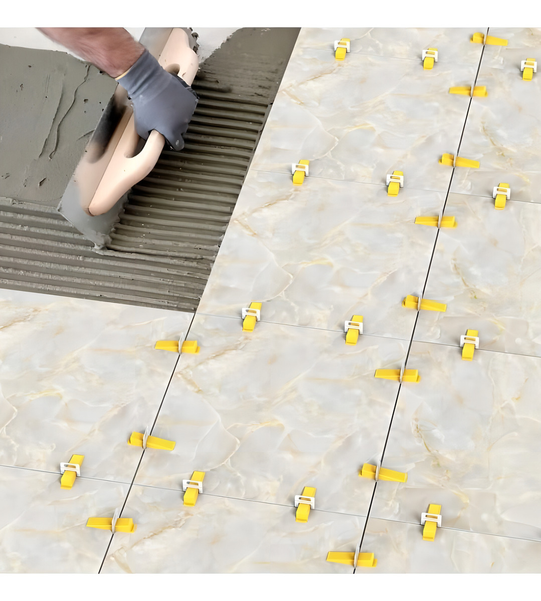 Cuña Nivelador Ceramica Porcelanato Plastico Bolsa X 100 Uni Color Amarillo - Imagen 2