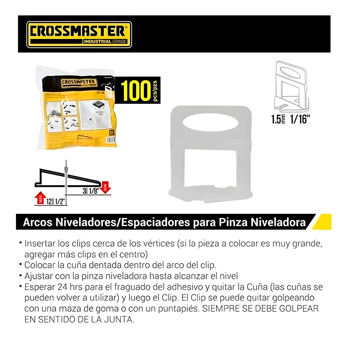 Crossmaster Roraima Arco Nivelador 2mm Porcelanato 100 Uni - Imagen 15
