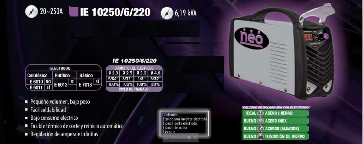 Soldadora Inverter Neo Ie 10250/6/ Fama Color Gris Frecuencia 50hz - Imagen 3