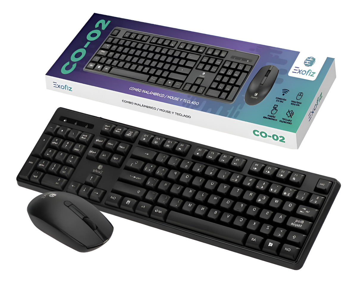 Combo Inalámbrico Exofiz Teclado Y Mouse 2.4ghz Negro