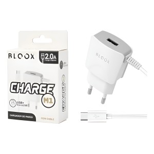 Cargador De Pared Con Cable Microusb 2a 1m Bloox Bl-tca-m1