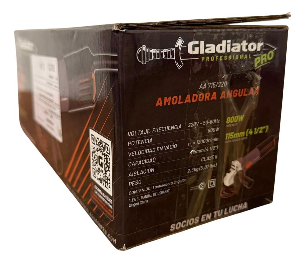 Amoladora Angular 4 12 800w Gladiator + Disco Gris 50/60 - Imagen 2