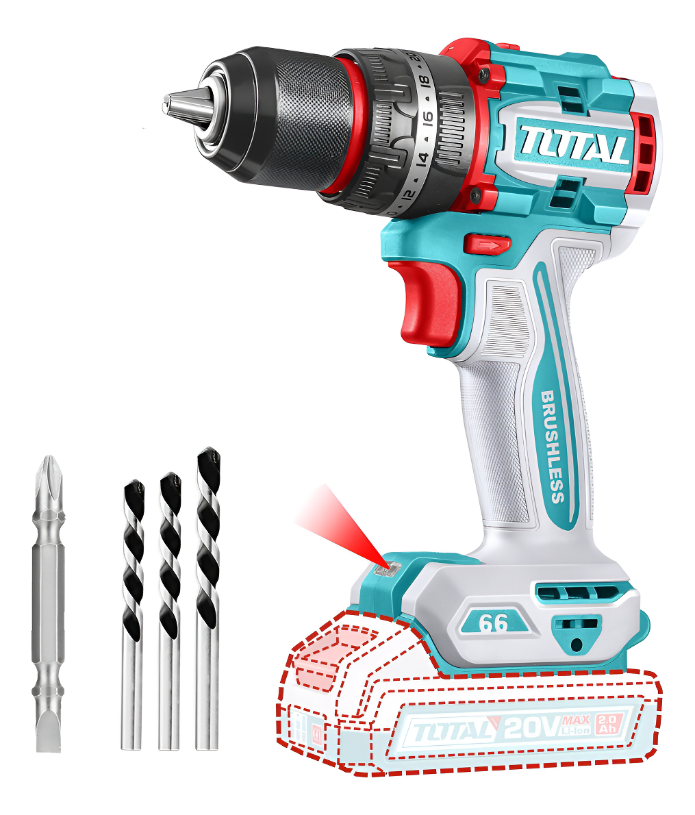 Taladro Percutor Y Atornillador Inalámbrico Total 20v