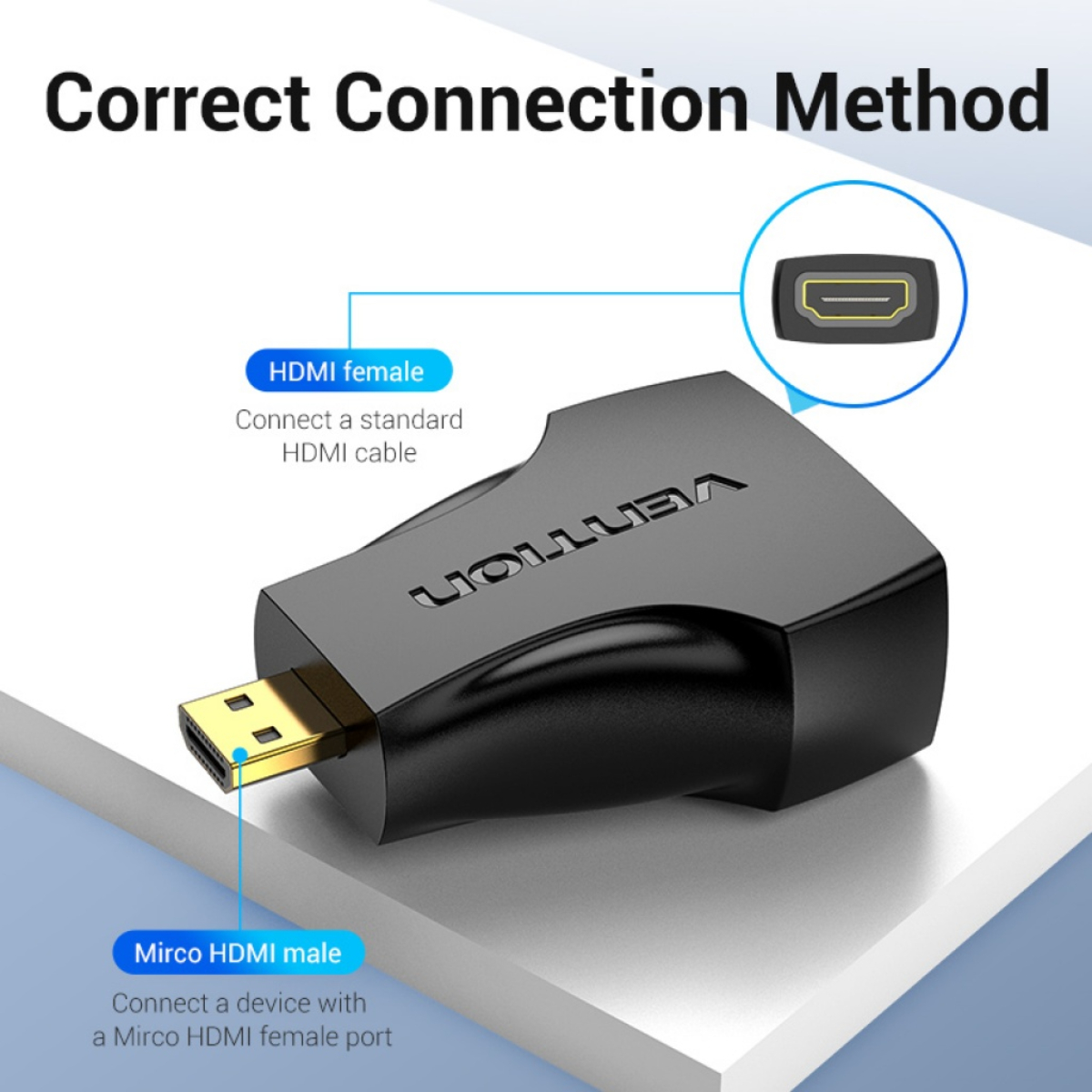 Adaptador Vention Micro Hdmi A Hdmi Macho Hembra Negro Aitb0 - Imagen 2