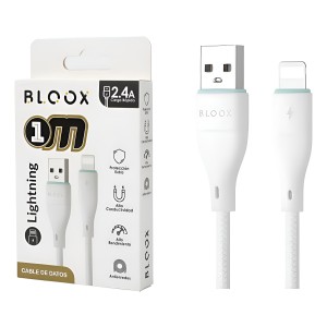 Cable Lightning 1m Blanco 2.4a Carga Y Datos Bloox