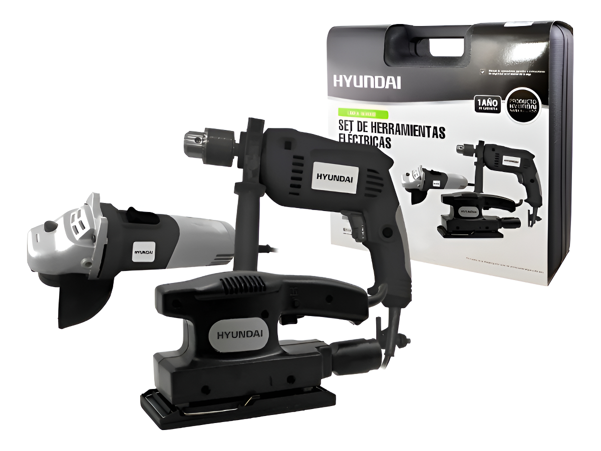 Combo Amoladora + Taladro + Lijadora Hyundai Hy9006+ Maletin