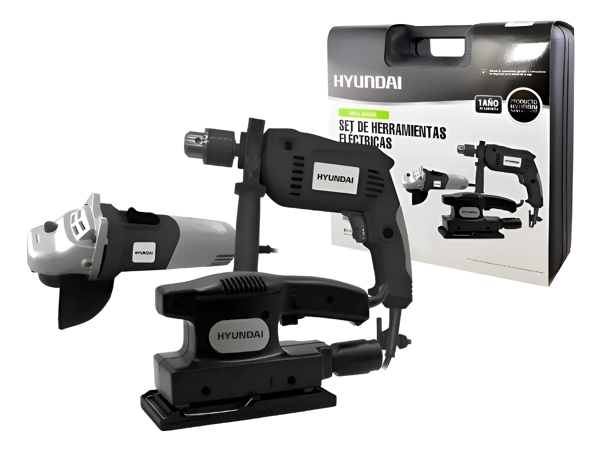 Combo Amoladora + Taladro + Lijadora Hyundai Hy9006+ Maletin