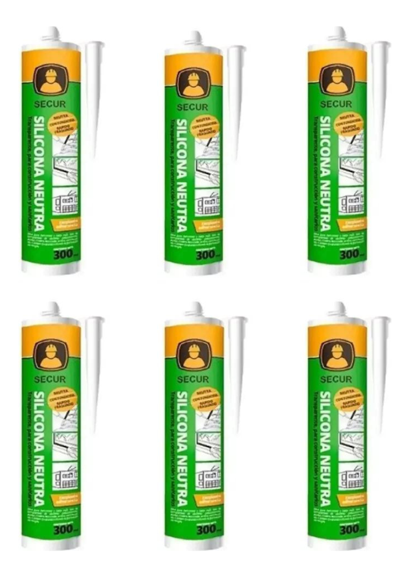 6 Unidades Silicona Adhesivo Transparente Secur -sc-