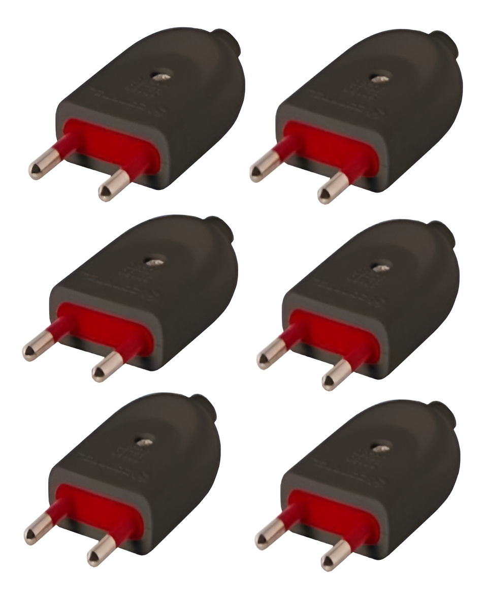 Ficha Macho Modular 2 Polos Sin Tierra 10 Amp Pack X 6 -sc-