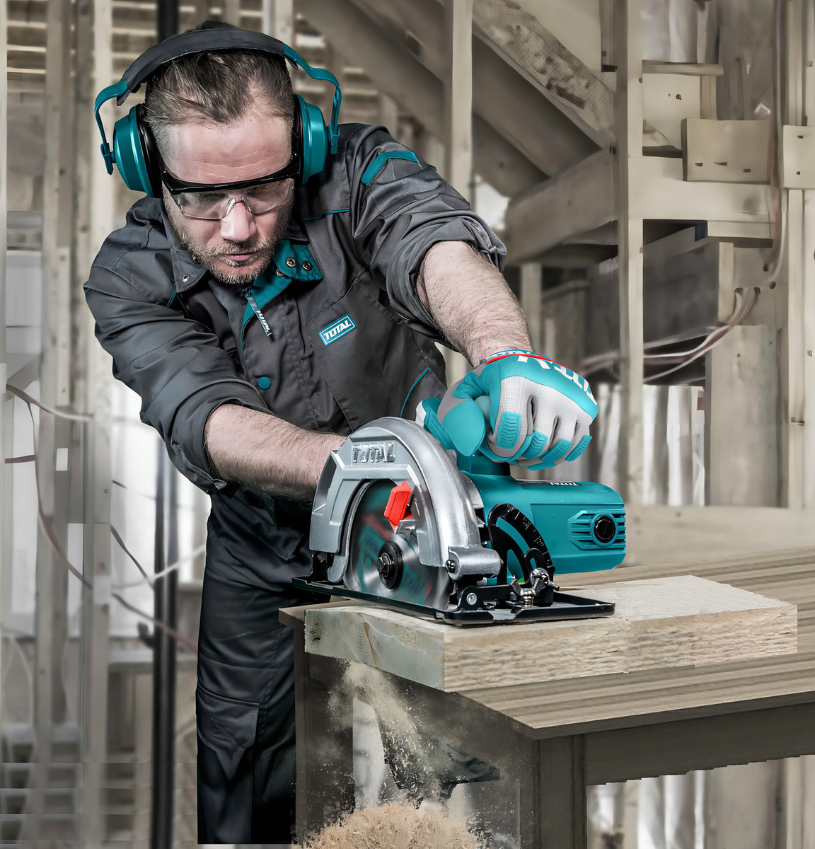 Sierra Circular Total 1200w Industrial - 7.1/4 Pulgadas, 185mm - 5.000rpm - Incluye 1 Disco Corte Madera 24 Dientes - Ts11218576 Turquesa 50 - Imagen 2