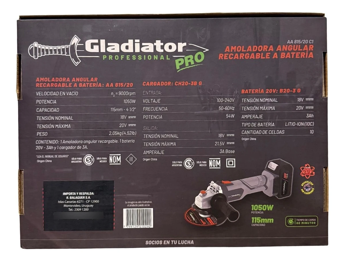 Amoladora Angular Brushless 20v Gladiator Pro 115mm - Imagen 5