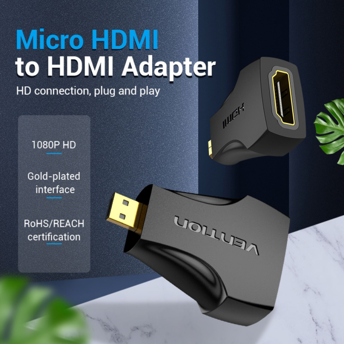 Adaptador Vention Micro Hdmi A Hdmi Macho Hembra Negro Aitb0 - Imagen 4